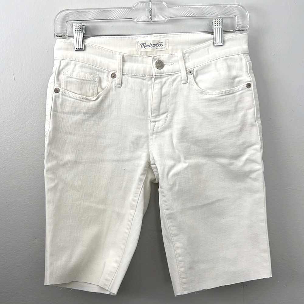 Madewell White Denim Jean Shorts Raw Hem